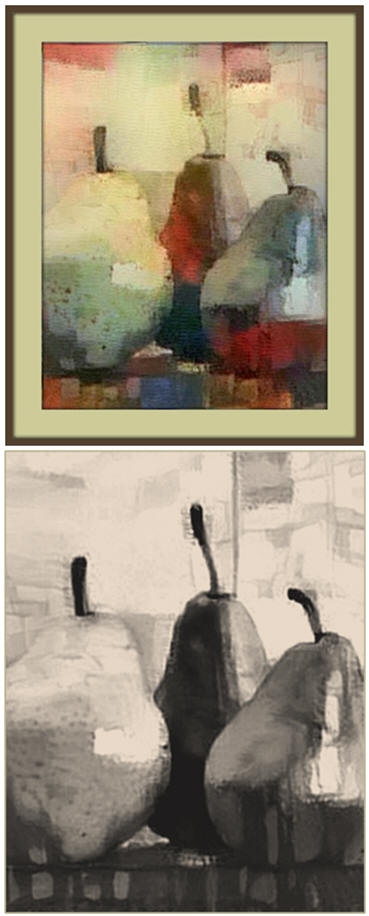 Add color to your kitchen walls. Create your own abstract "Three Pears" still life the fun and easy way. Print a paint-over pattern and then just dabble over it with acrylics, oil paints, pastels or even left-over wall paint. Just click to learn more at TodaysArts.net
